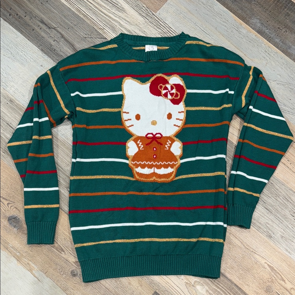 Hello Kitty gingerbread Red and green Striped Sweater